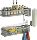 PUSDON 5-in-1 16.5" Extra Long Slim Wall Mount Wrapped Mesh Kitchen Organizer & by PUSDON