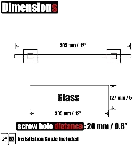 JQK Bathroom Glass Shelf Chrome, Tempered Glass Shower Storage 12 by 5 inches - Image 3