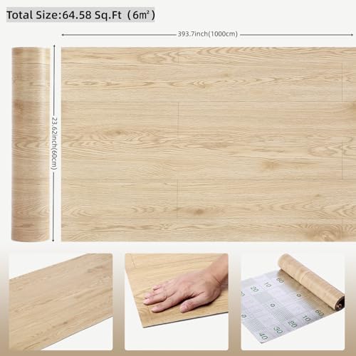 3D Peel and Stick Vinyl Floor Tile Roll Wood Plank Sticker 23"x 393"/64 Sq.Ft - Image 4
