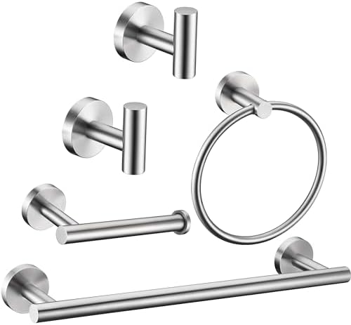 5 Pieces Brushed Nickel Bathroom Hardware Set Include 16inch Towel Bar by Meetuniquestylesandneeds