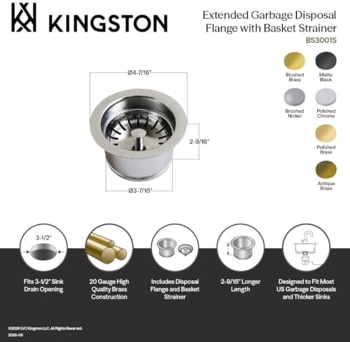Kingston BS3003S Made to Match Garbage Disposal Flange, Antique Brass - Image 3