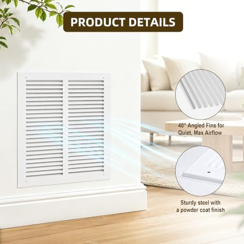 12x12 Return Air Grille for 12"W x 12"H Duct Opening, Return Air Vent Cover - Image 6