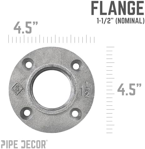 PIPE DECOR 1-1/2" Malleable Iron Floor Flange 4 Pack, Industrial Steel Grey - Image 3