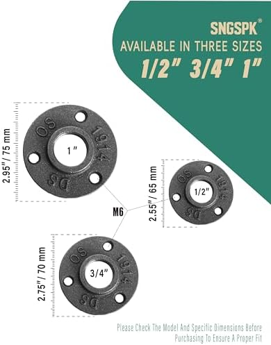 Black Cast Iron Floor Flange 1" Female Thread, 4 Pack Industrial Pipe Mounting - Image 3