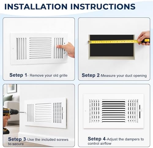 2PK 10x8 in Air Vent Covers for 10"Wx8"H Duct Opening Wall, Ceiling Register - Image 6