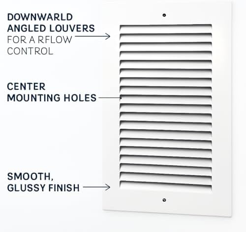 6 x 8 Inch Return Air Vent Cover, Solid Steel HVAC Grille - Image 5
