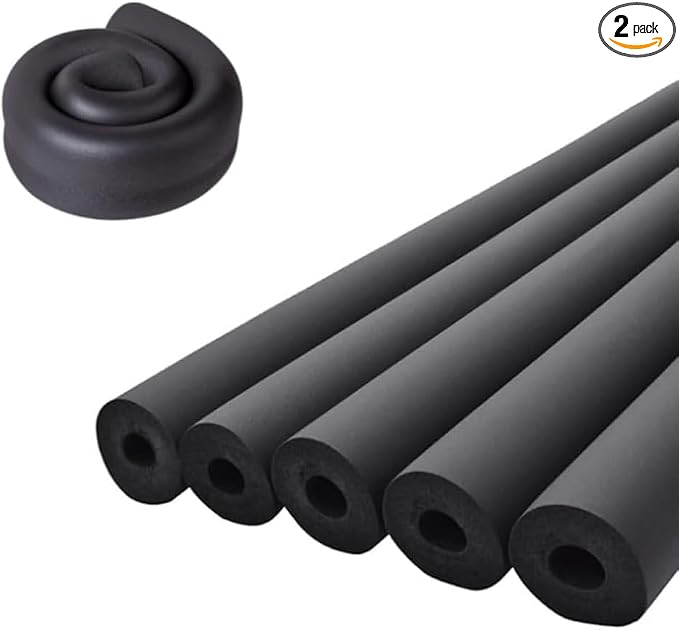 2pcs Pipe Insulation Foam Tube 3/8" ID*3/8" Foam Tubing Black Pipe Cover Heat by Unknown