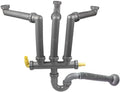 Talea Three Kitchen Sinks Drain Pipe Kit Flexible Drain Pipe Rear Hard Tube by HOME