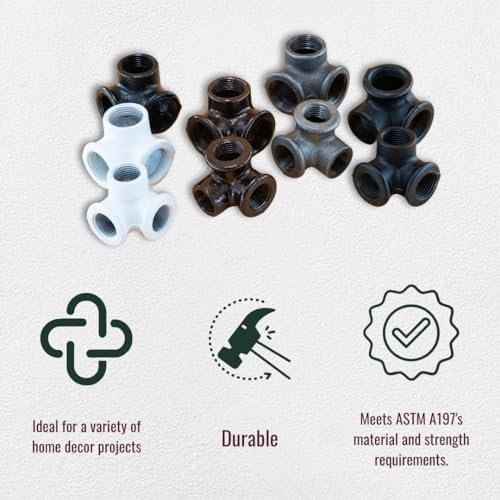 1/2" 3-WAY ELBOW Industrial Threaded Black Iron Pipe Fittings; Black Satin - Image 6