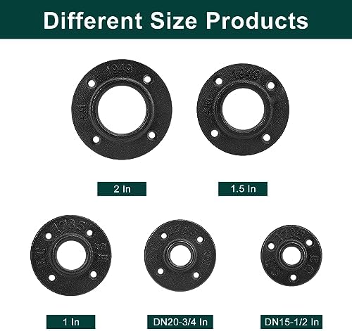 Industrial Pipe Floor Flange, 10 Pack Heavy Duty Malleable Iron Pipe Fittings - Image 5