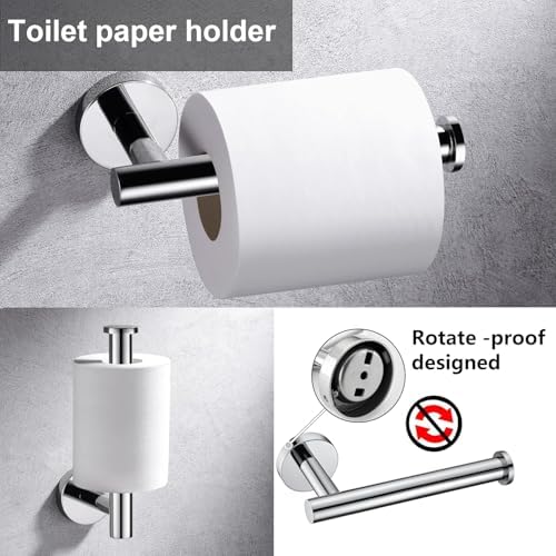 5 Pieces Polished Chrome Bathroom Hardware Accessories Set, SUS304 Stainless - Image 3