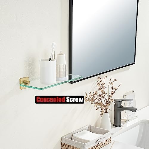 JQK Bathroom Glass Shelf, Floating Tempered Glass Shower Storage 12 by 5 inches - Image 5