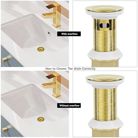 Bathroom Sink Drain, Drain Stopper Gold Stainless Steel Bathroom Sink - Image 5