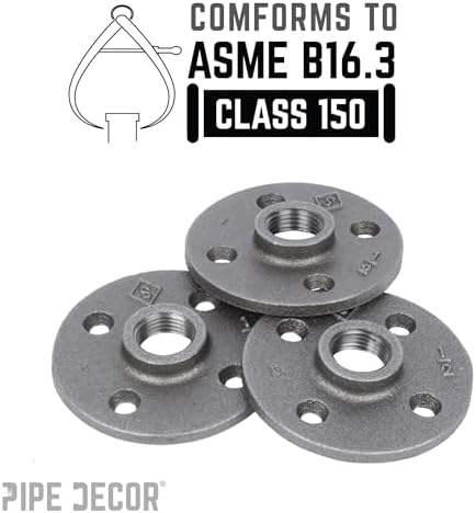 PIPE DECOR 1/2" Malleable Iron Floor Flange 12 Pack, Industrial Steel Grey Fits - Image 2