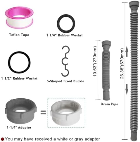 Flexible Expandable Bathroom P Trap, 1 1/4 to 1 1/2 Sink Drain Adapter Included - Image 5