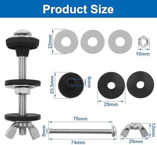 2 pcs M6 Universal Toilet Tank to Bowl Bolts Kit - Image 2