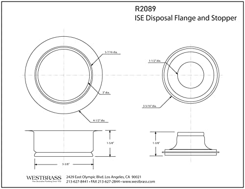 Westbrass R2089-26 4-1/4" Kitchen Sink Waste Disposal Drain Flange and Stopper - Image 3