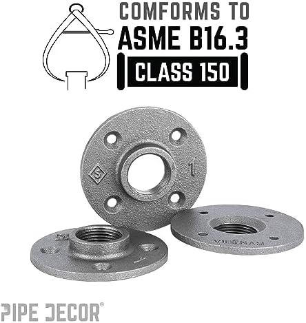 PIPE DECOR 1" Floor Flange Fitting, Malleable Iron, Fits One Inch Diameter - Image 4