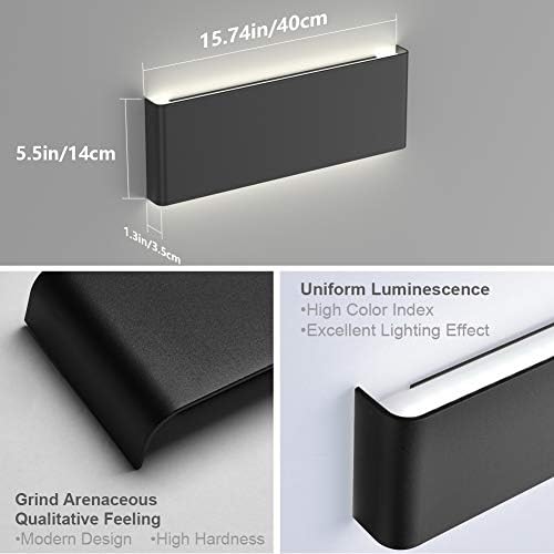 Aipsun 15.8in Modern Black Vanity Light Up and Down LED Vanity Light - Image 6