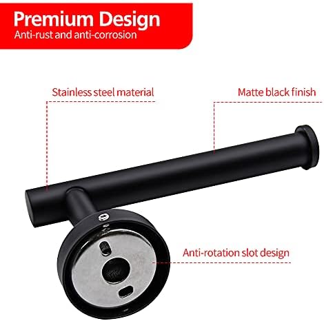 4pcs Matte Black Toilet Paper Holder and Towel Ring Set, Stainless Steel - Image 4