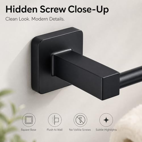 Matte Black Bathroom Hardware Set 4 Pieces, Bathroom Accessories Set Stainless - Image 5