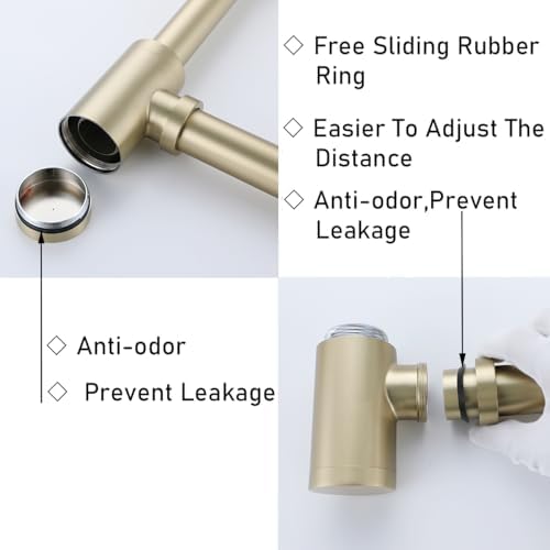 RANDOM Brass Round Bottle P-Trap 1 1/4, Raise and Lengthen Adjustable Basin - Image 4