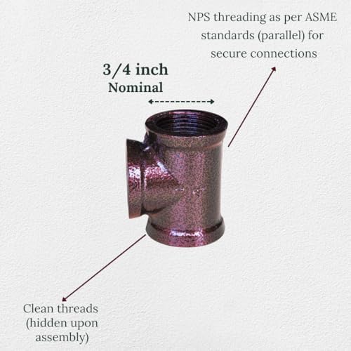 Tee 3/4" Pipe Fitting – Industrial Threaded Black Iron Pipe Fitting - Image 3