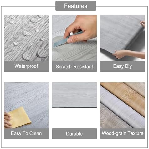 3D Peel and Stick Floor Tile Vinyl Roll Wood Plank Sticker 23"x393"/64 Sq.Ft - Image 6