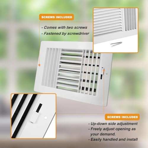 2 Pack 8x4 Inch FanGoFast Ceiling Register Wall Vent 3-Way Plastic Sidewall - Image 4