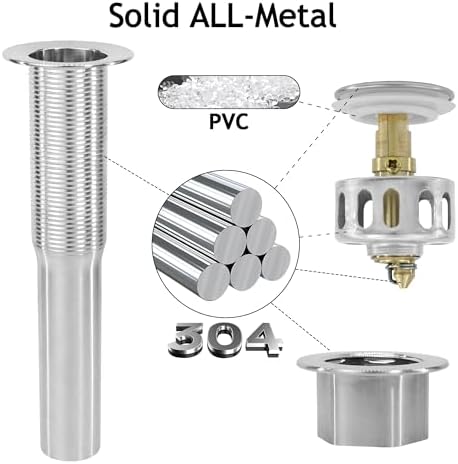 Bathroom Sink Drain, 2 Pack Drain Stopper Without Overflow, Small Cap Pop Up - Image 4