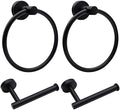 4pcs Matte Black Toilet Paper Holder and Towel Ring Set, Stainless Steel by Mdvora