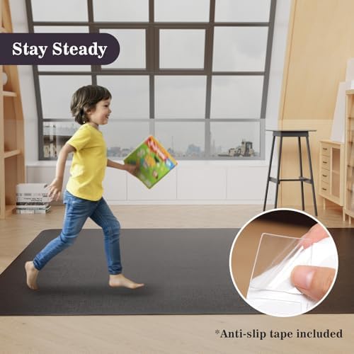 8'×12' Black Floor Mat for Under Kitchen Table, Easy Flat Floor Protector - Image 5