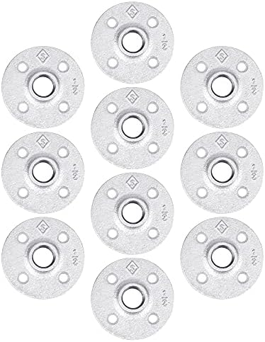 PIPE DECOR 1/2 in. Floor Flange, Authentic Galvanized Malleable Iron, 10 Pack by PipeD%C3%A9cor