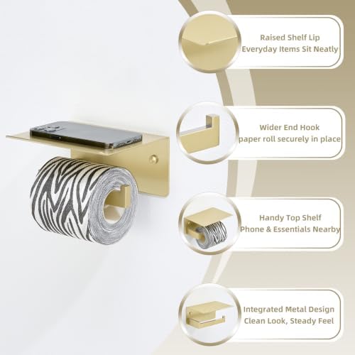 APLusee Brushed Gold Toilet Paper Holder - Image 5