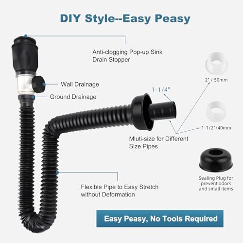 Bathroom Sink Drain Kit, Drain Pipe - Image 6