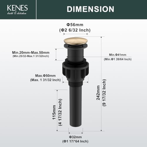 KENES 2 Pack Champagne Bronze Pop Up Bathroom Sink Drain Without Overflow - Image 6