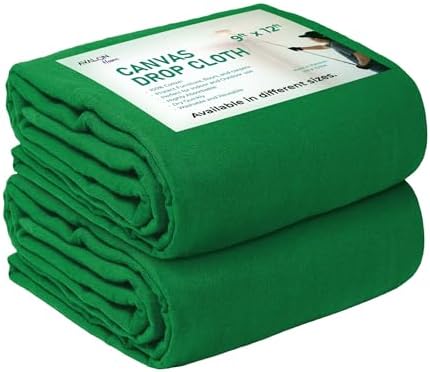 Canvas Drop Cloth for Painting 9x12 feet Pack of 2-8oz Painters Drop Cloths for by Unknown