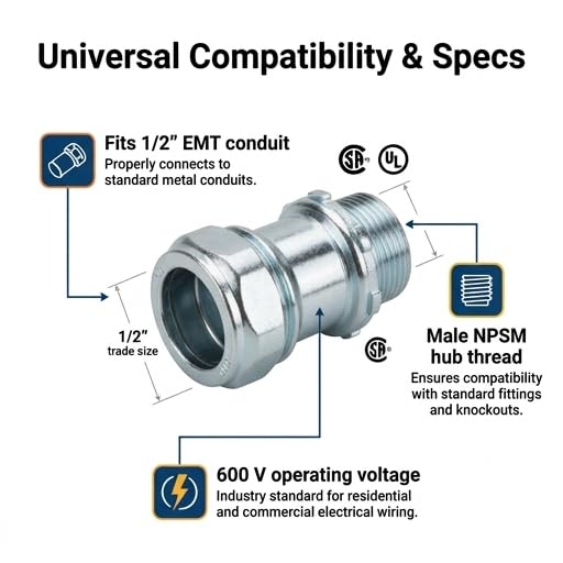 Morris Products 14940 EMT Compression Connector, 1/2" Trade Size - Image 2