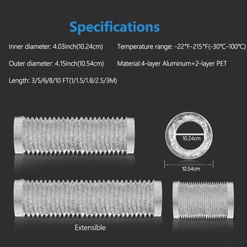 HOOMESUN Dryer Vent Hose 4 Inch 3FT Heavy Duty Flexible Exhaust Duct Hose - Image 6