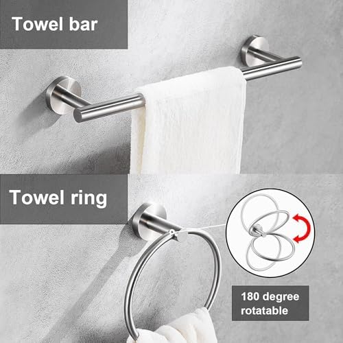 5 Pieces Brushed Nickel Bathroom Hardware Set Include 16inch Towel Bar - Image 3