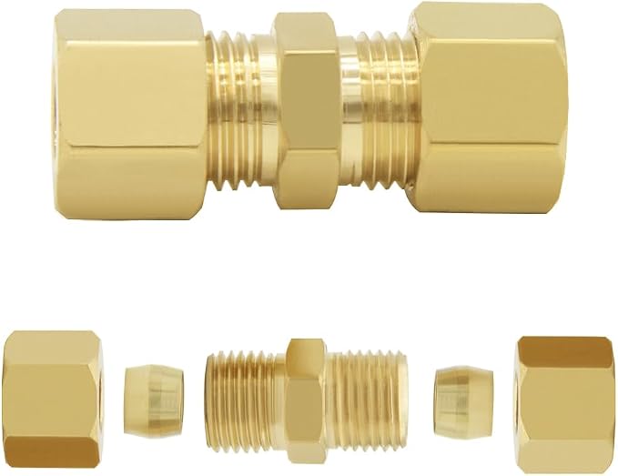 Hooshing 3PCS Brass Compression Tube Fitting 5/16" OD x 5/16" OD Connector - Image 3