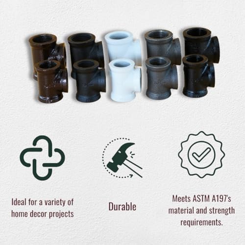 1/2" TEE: Industrial Threaded Black Iron Pipe Fittings; Natural - Image 6