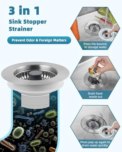 All Metal Sink Drain Strainer for Kitchen Sink, Universal Fit - Image 4