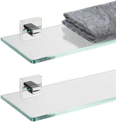 JQK Bathroom Glass Shelf, Floating Tempered Glass Shower Storage 20 by 5 inches by Homeimprovement