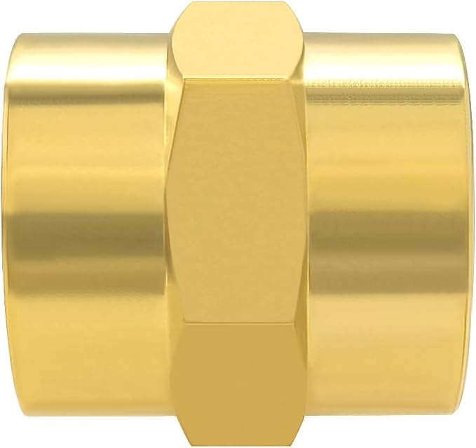 Hooshing 2PCS Brass Coupling Pipe Fitting, 1/2" x 1/2" NPT Female Coupler - Image 5