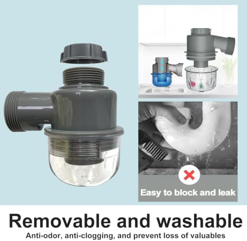 Kitchen Sink P-Trap Kit, 1-1/2 Inch Adjustable Drain Pipe - Image 6