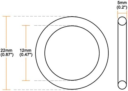 uxcell Nitrile Rubber O-Rings 22mm OD 12mm ID 5mm Width, Metric Sealing Gasket - Image 3