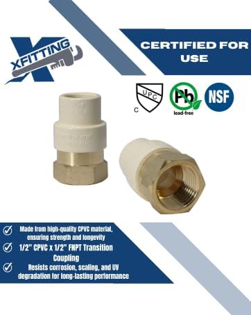XFITTING CPVC Transition Coupling, 1/2 inch CPVC x 1/2 inch FNPT - Image 6