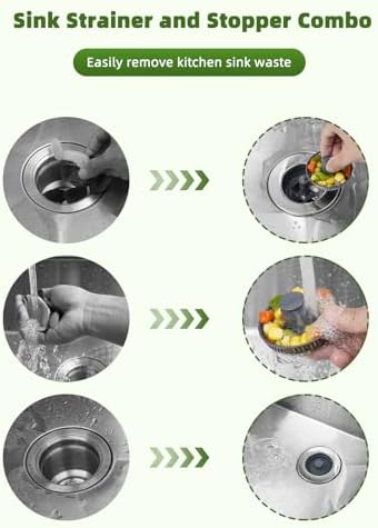 Universal Kitchen Sink Strainer Stopper Combo, 3 in 1 Pop Up - Image 4