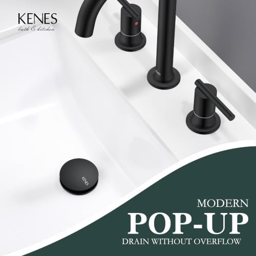 KENES Pop Up Bathroom Sink Drain Without Overflow, Matte Black Pop Up Drain - Image 2